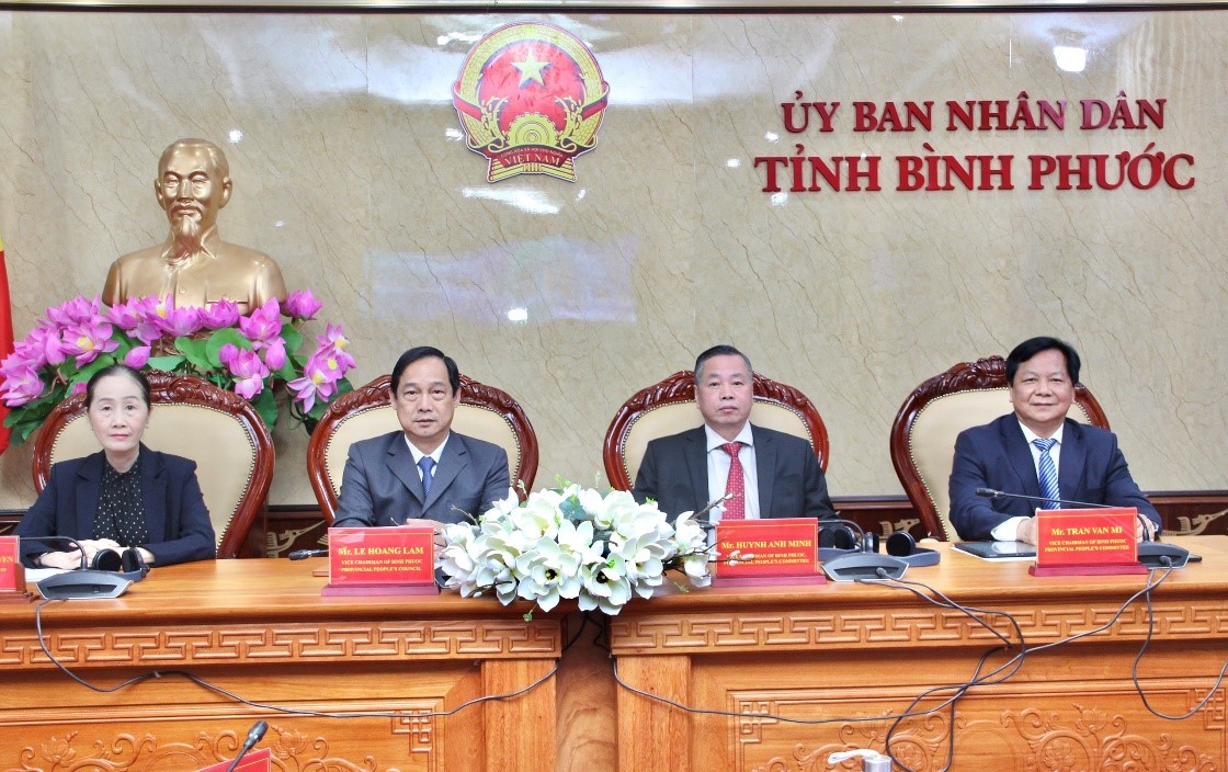 Các đồng chí Lãnh đạo Tỉnh dự hội nghị tại đầu cầu tỉnh Bình Phước.